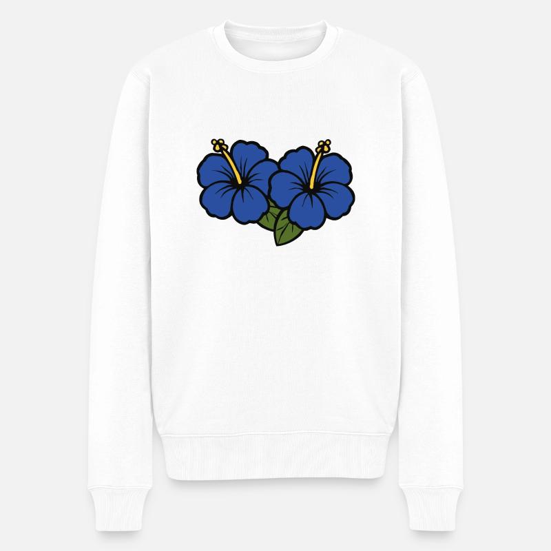 Fleurs d’hibiscus 2 - Pull Premium bio Homme - blanc