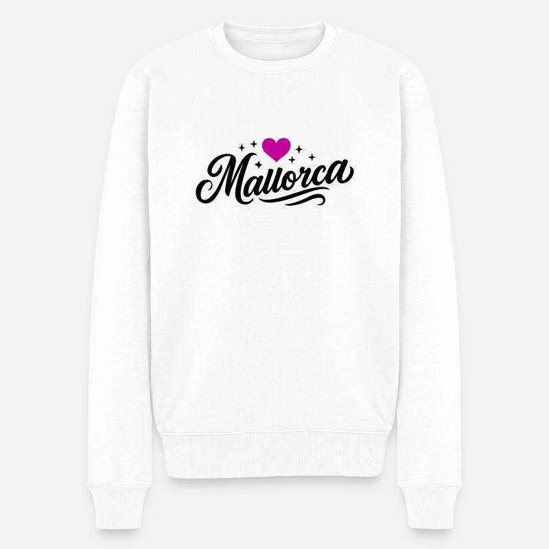 Mallorca Herz - Männer Premium Bio Pullover - Weiß