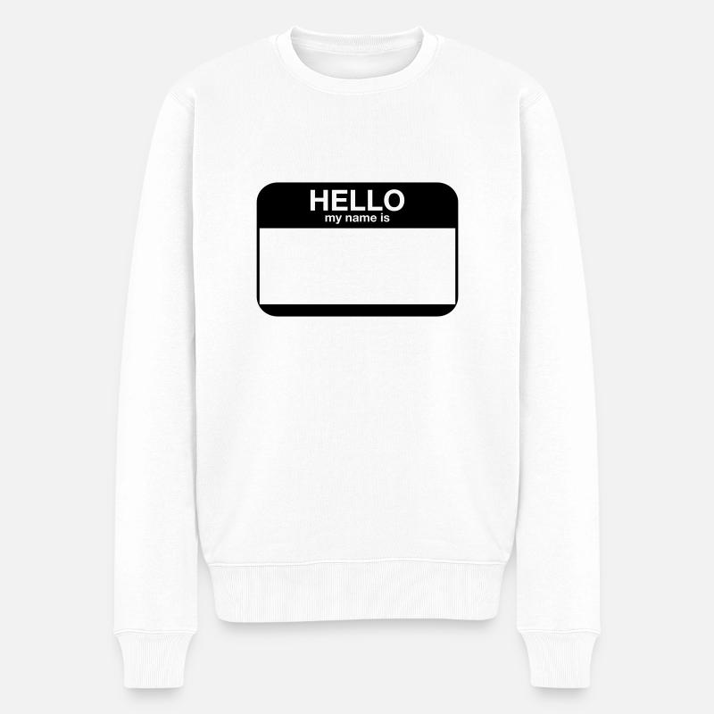 hello my name is - Pull Premium bio Homme - blanc