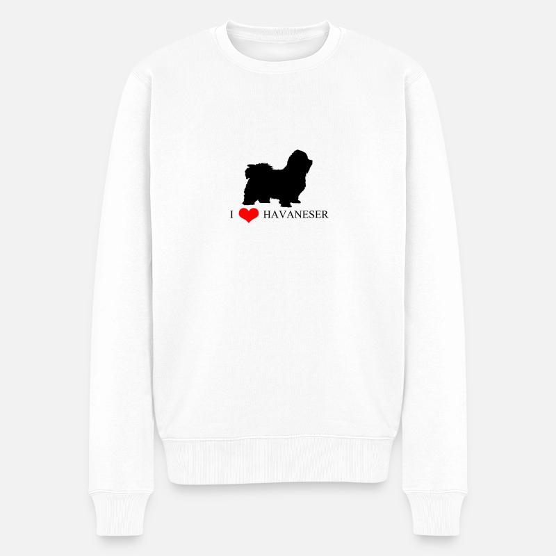 I LOVE HAVANESER - Männer Premium Bio Pullover - Weiß