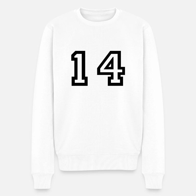 nombre - 14 - quatorze - Pull Premium bio Homme - blanc