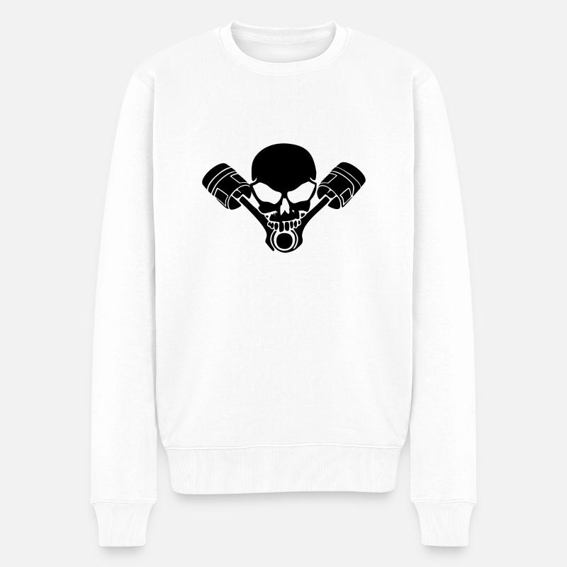 Motocrosshead - Männer Premium Bio Pullover - Weiß