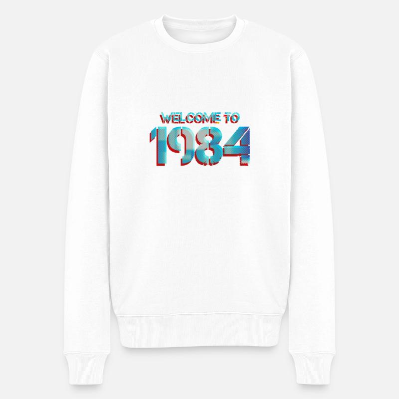 1984 ZERSTÖREN - Männer Premium Bio Pullover - Weiß