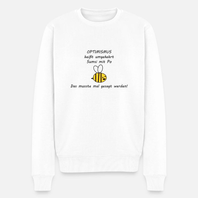 Optimistische Biene - Männer Premium Bio Pullover - Weiß