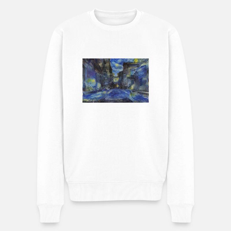 Italian city at night - Männer Premium Bio Pullover - Weiß