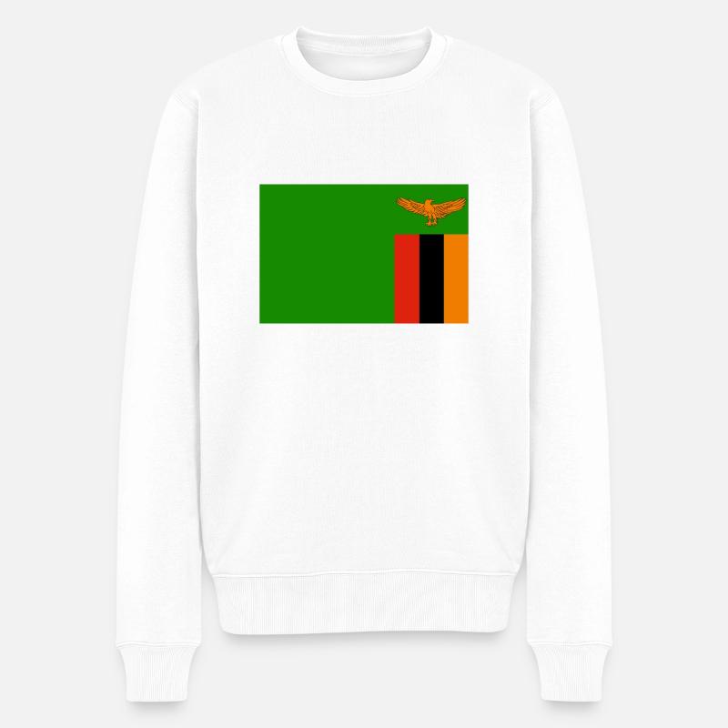 Sambia Flagg - Männer Premium Bio Pullover - Weiß
