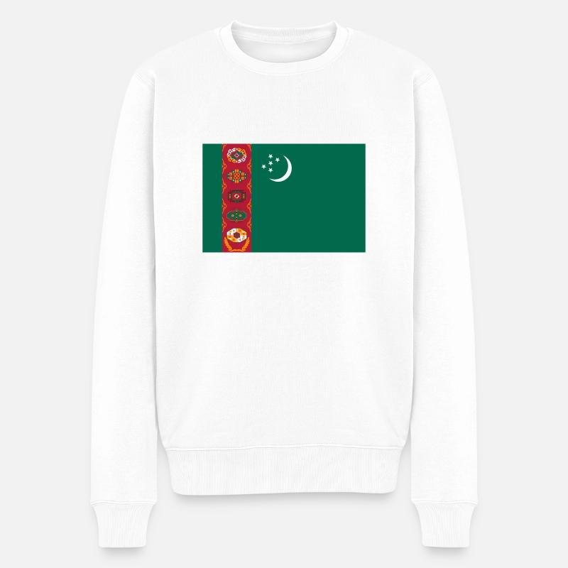 Turkmenistan Flagge - Männer Premium Bio Pullover - Weiß
