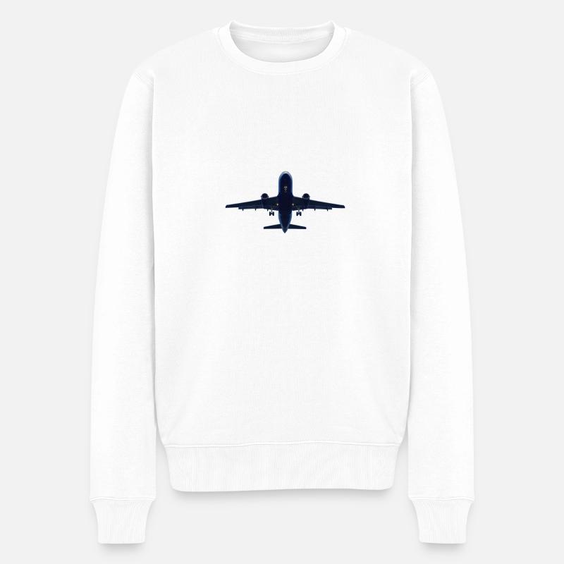 Flugzeug - Männer Premium Bio Pullover - Weiß