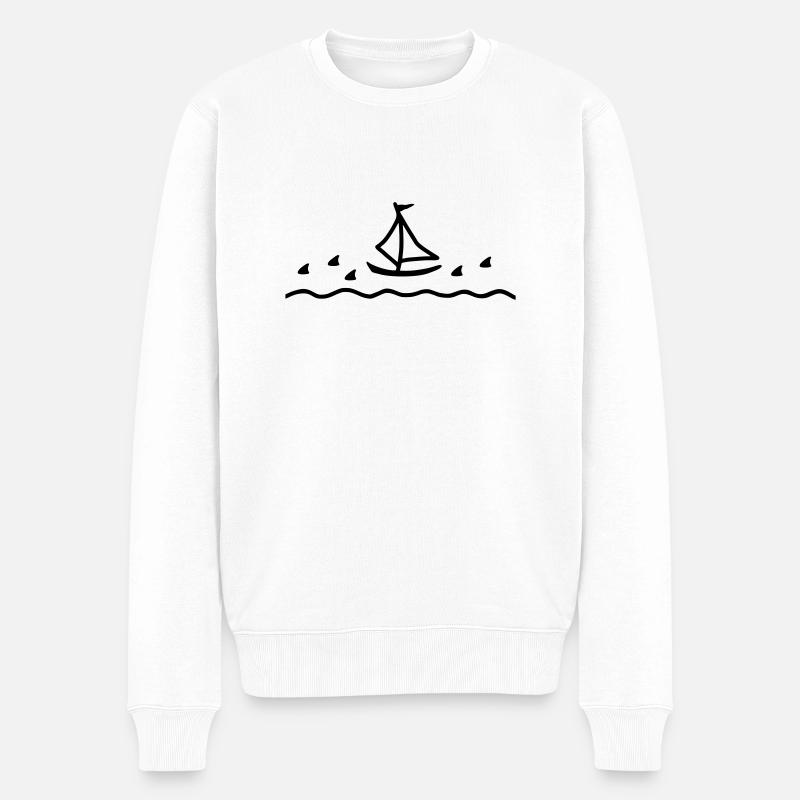 Requins et voilier - Pull Premium bio Homme - blanc