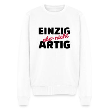 Einzig aber nicht artig - Männer Premium Bio Pullover - Weiß - Vorne - Thijin (182cm)