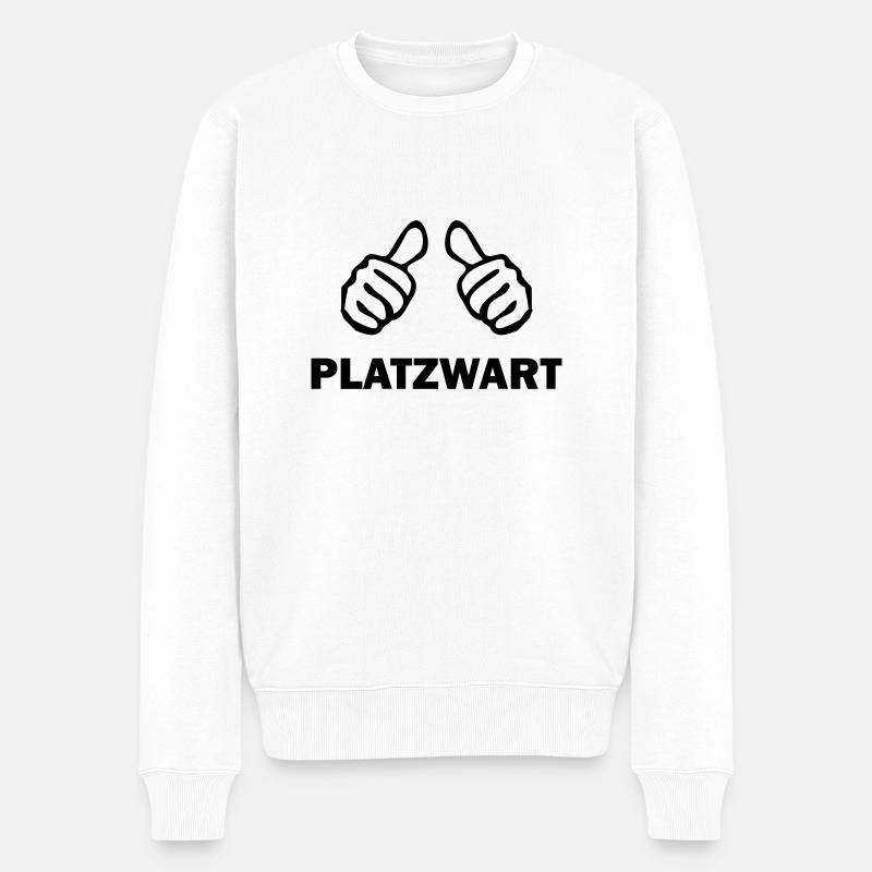 platzwart - Männer Premium Bio Pullover - Weiß
