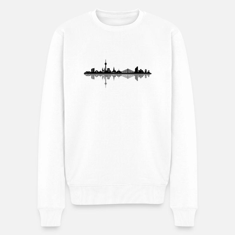Skyline - Düsseldorf - Männer Premium Bio Pullover - Weiß