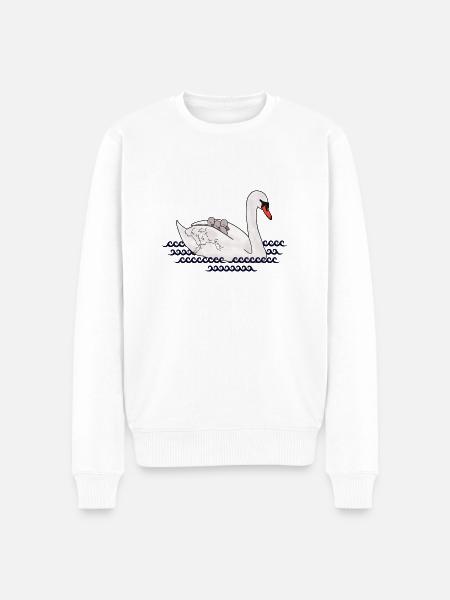 Swan with cubs - Men's Premium Organic Jumper - white