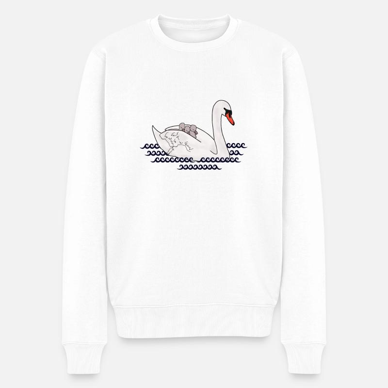 Cygne, à, petits - Pull Premium bio Homme - blanc