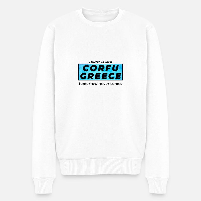 Korfu Griechenland - Männer Premium Bio Pullover - Weiß