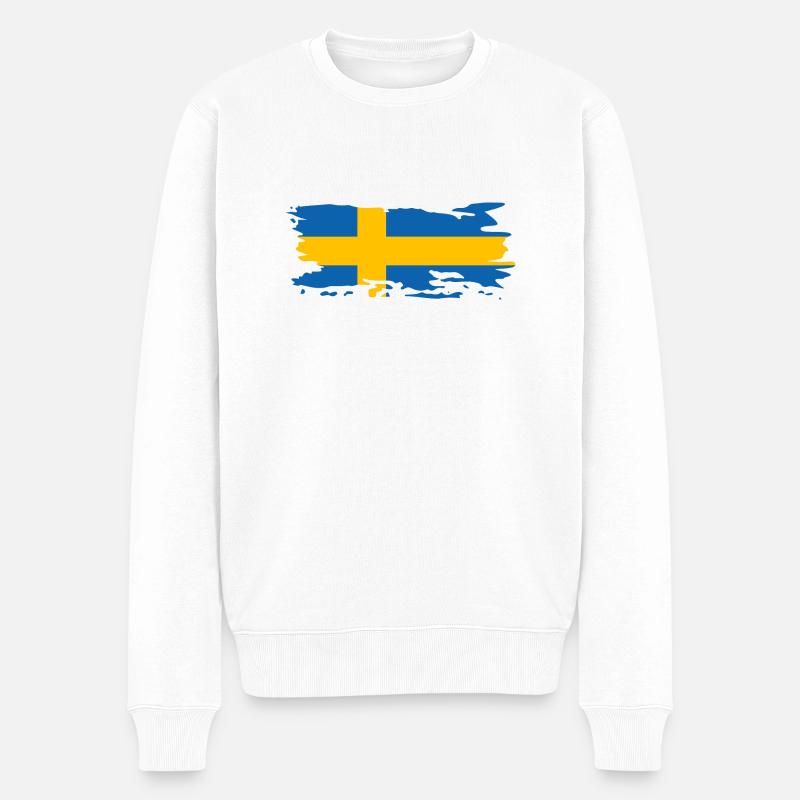 Schweden Flagge Skandinavien - Männer Premium Bio Pullover - Weiß