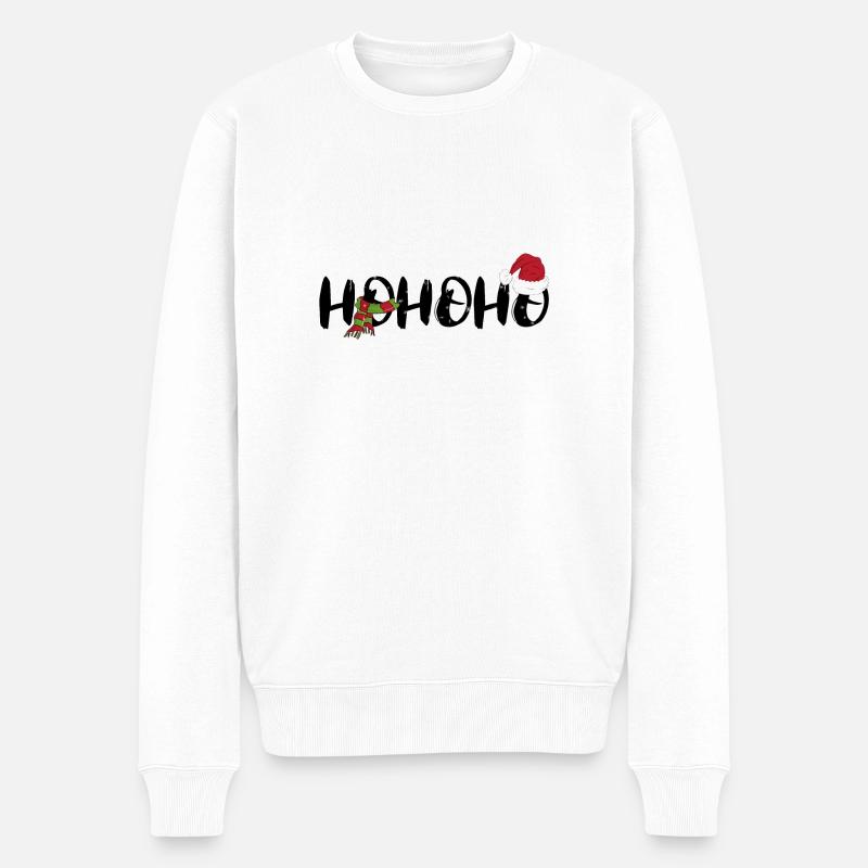 Hohoho Ugly Christmas Sweater Snow snowflakes - Männer Premium Bio Pullover - Weiß