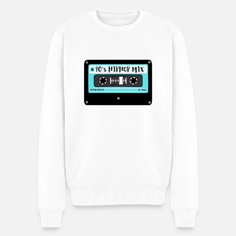 Kassette Hip Hop Mix 90's Design - Männer Premium Bio Pullover - Weiß