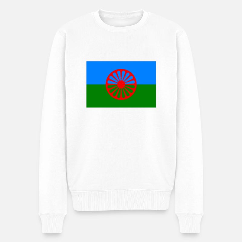 Flagge der Roma - Männer Premium Bio Pullover - Weiß