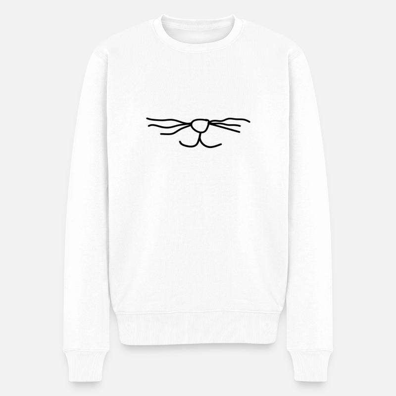 Katzen Nase - Männer Premium Bio Pullover - Weiß