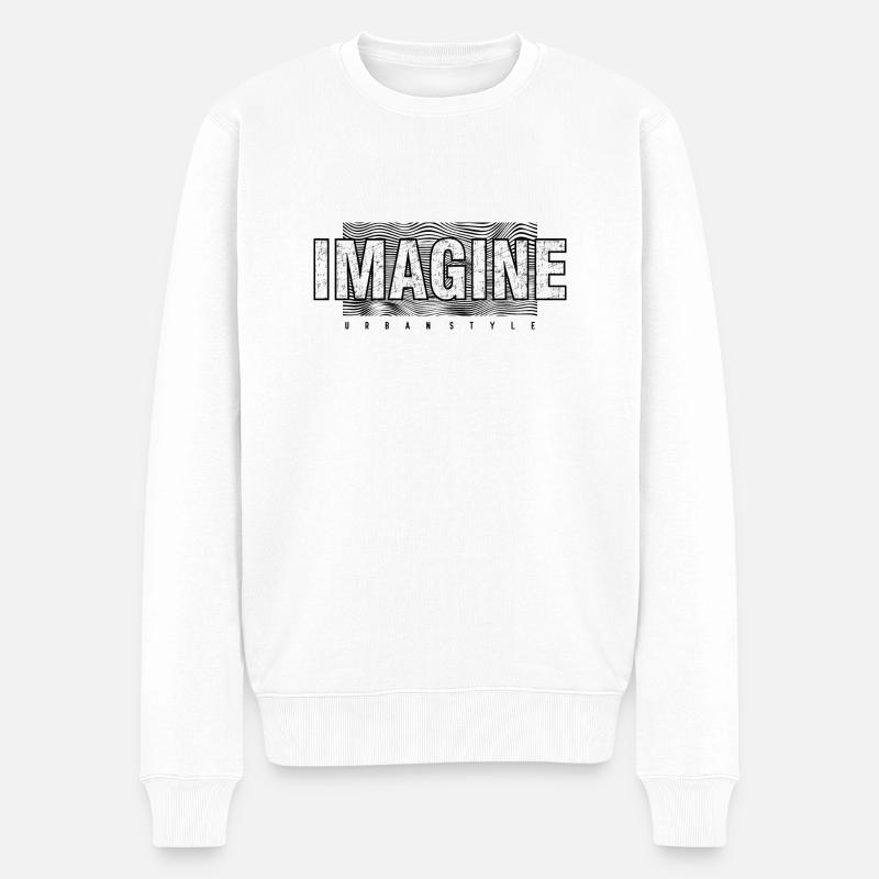 Imagine - Männer Premium Bio Pullover - Weiß