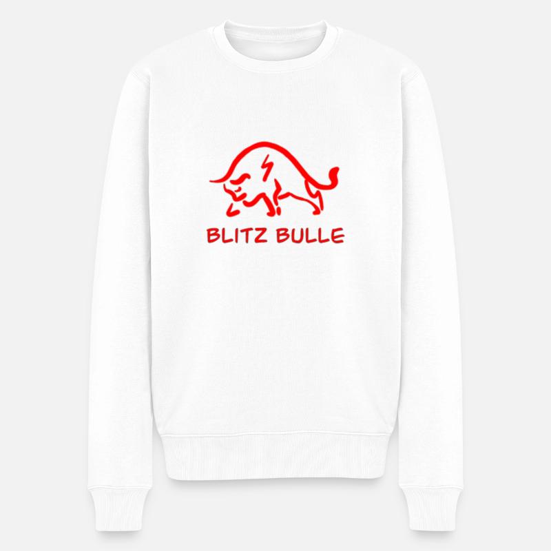 bulle rot - Männer Premium Bio Pullover - Weiß