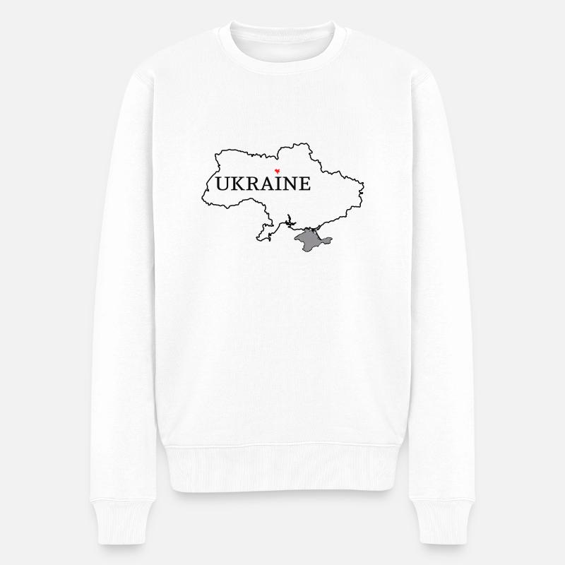 Ukraine - Männer Premium Bio Pullover - Weiß