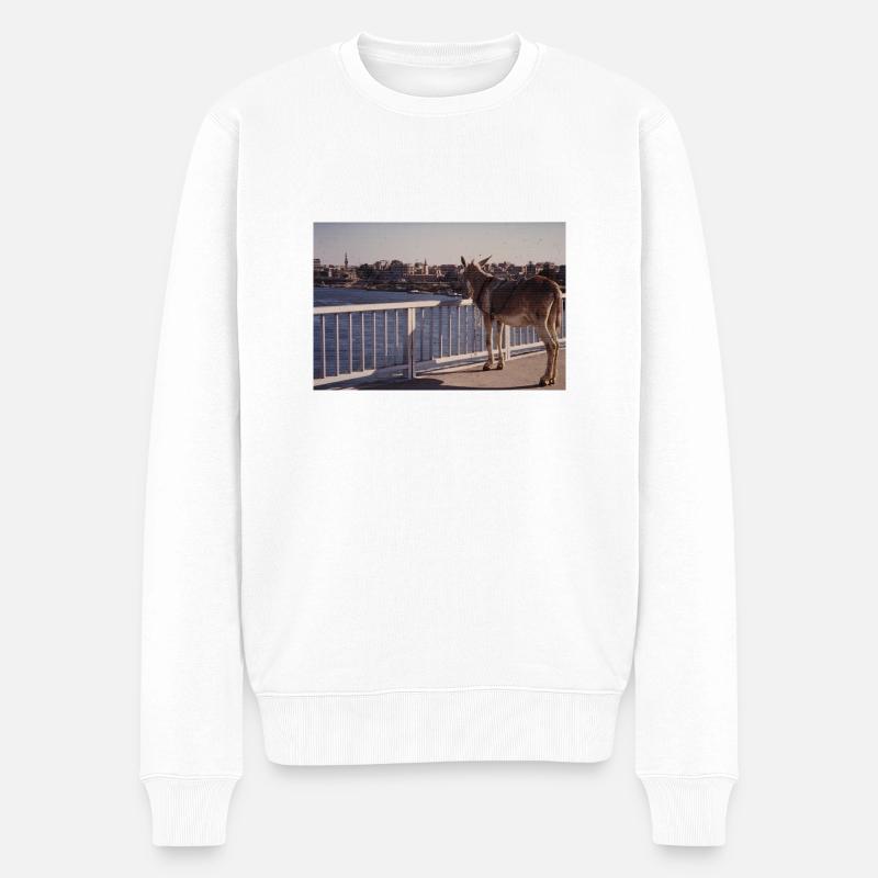 Donkey With the View - Männer Premium Bio Pullover - Weiß