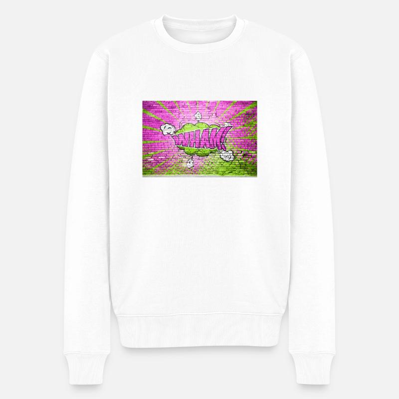 Wham! Graffiti Bubble de style bande dessinée sur Bri - Pull Premium bio Homme - blanc