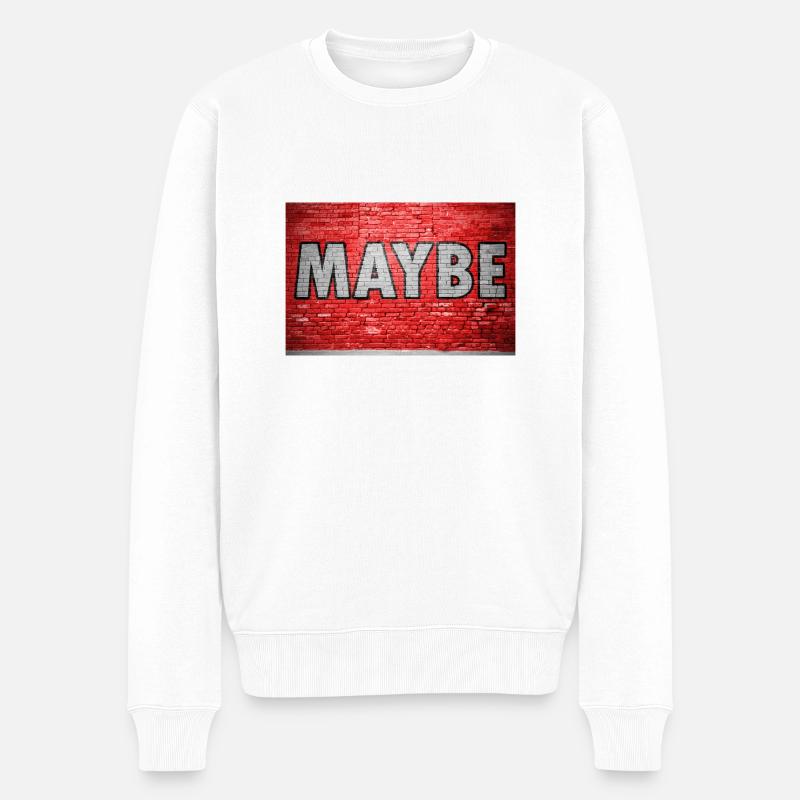 Maybe Ziegelsteinmauer Graffiti - Männer Premium Bio Pullover - Weiß