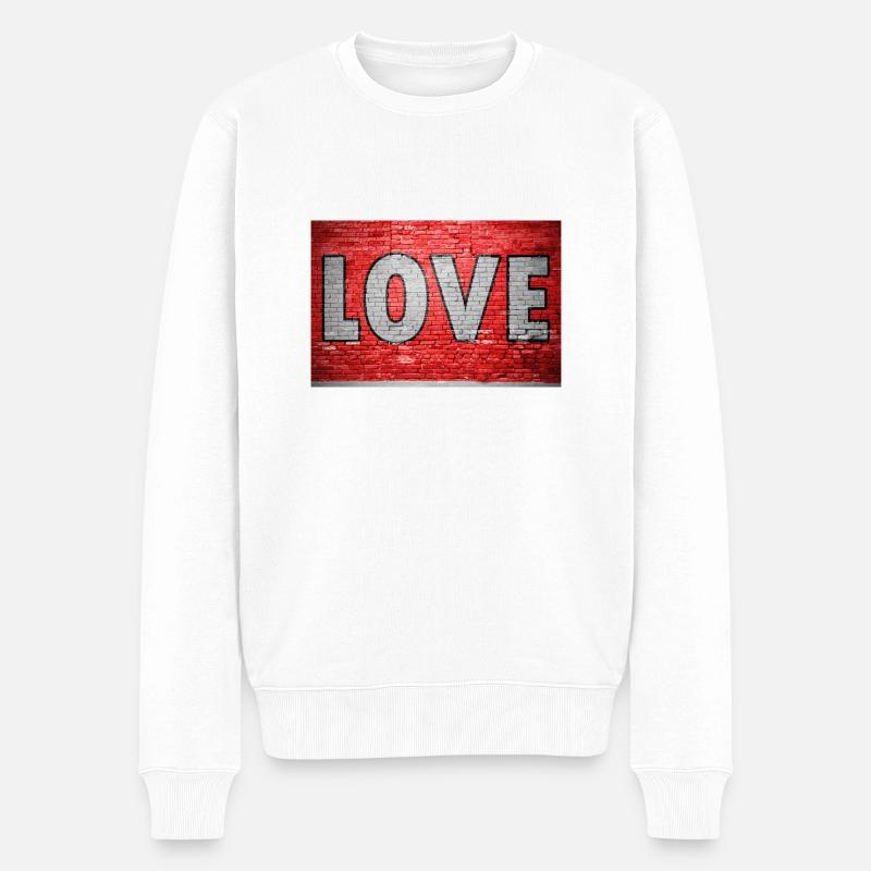 Love Ziegelsteinmauer Graffiti - Männer Premium Bio Pullover - Weiß