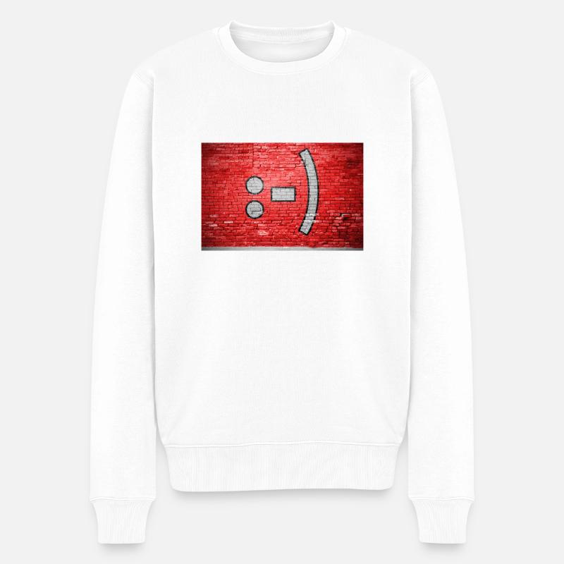 Graffiti mural de briques souriantes :-) - Pull Premium bio Homme - blanc