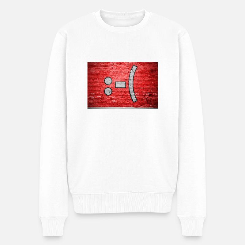 negativ Smiley lettering saying Graffiti :-( - Männer Premium Bio Pullover - Weiß
