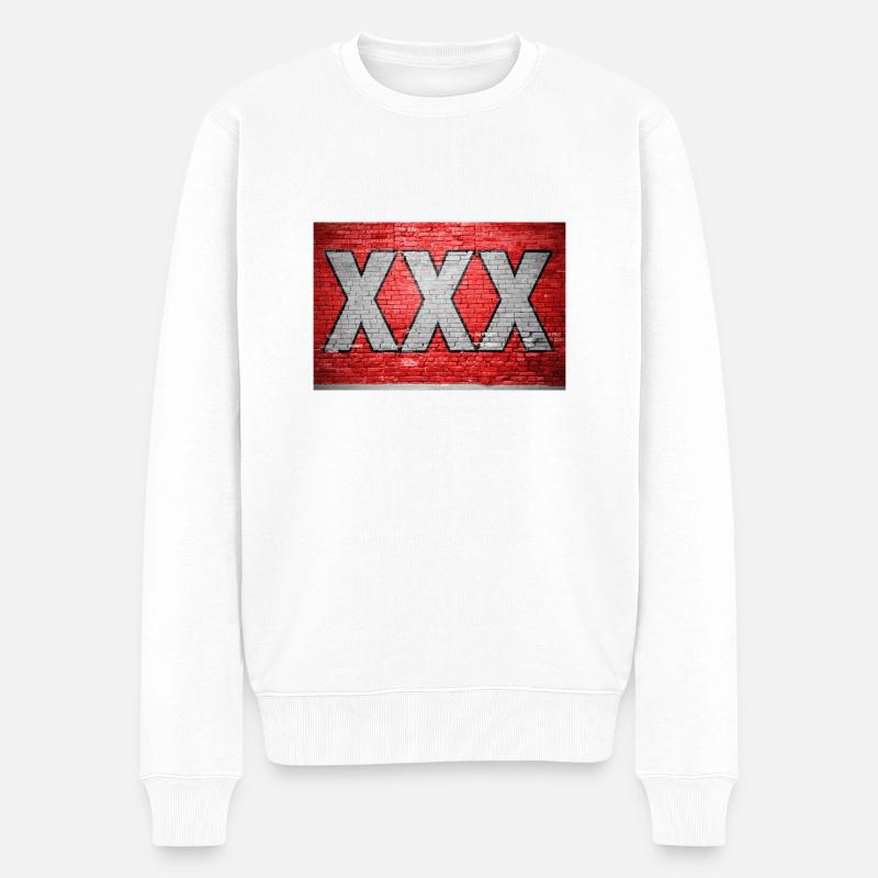XXX Ziegelsteinmauer Graffiti - Männer Premium Bio Pullover - Weiß