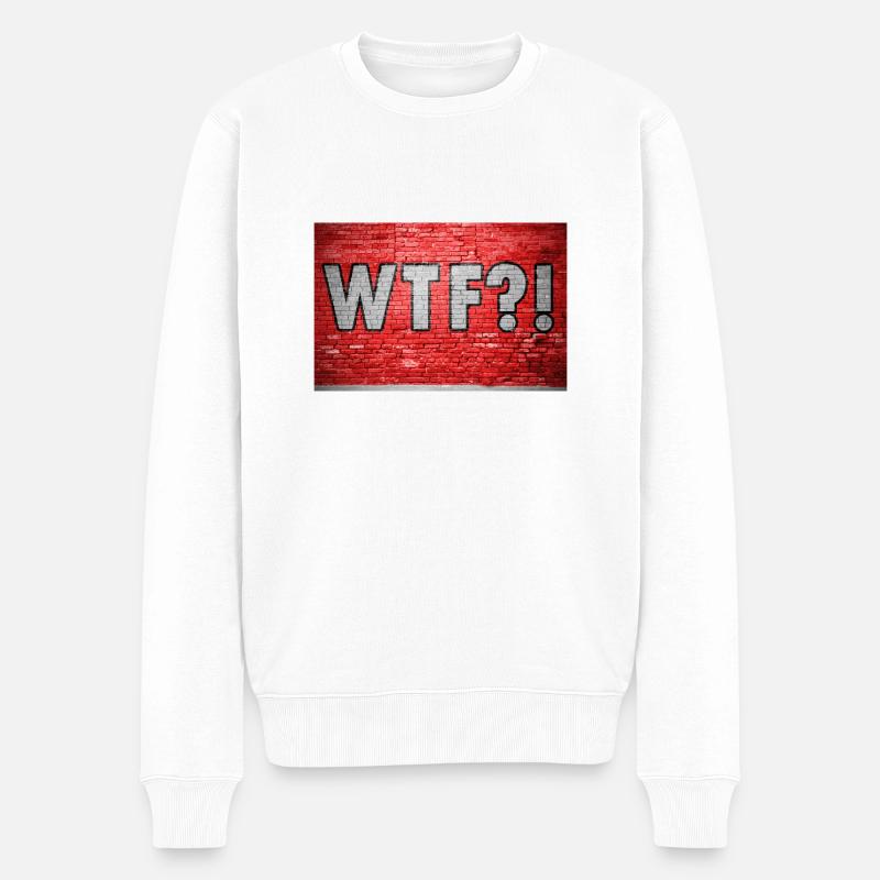 WTF!? Ziegelsteinmauer Graffiti - Männer Premium Bio Pullover - Weiß