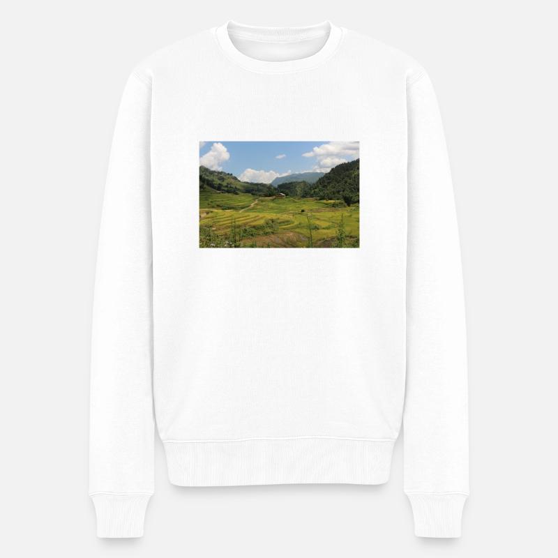 Vietnam Rain Season - Männer Premium Bio Pullover - Weiß