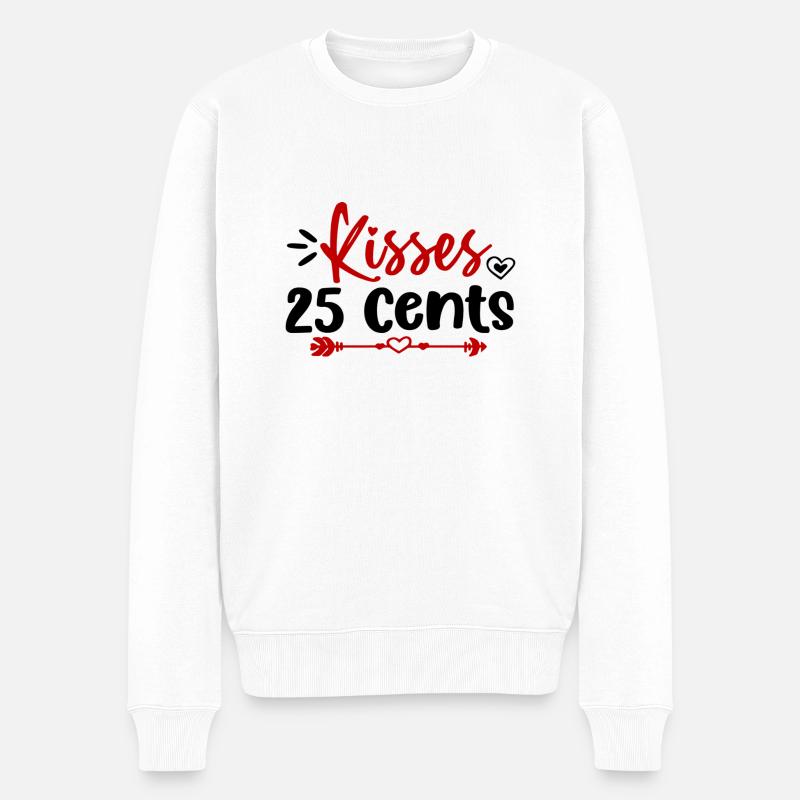 Kisses 25 Cents - Männer Premium Bio Pullover - Weiß