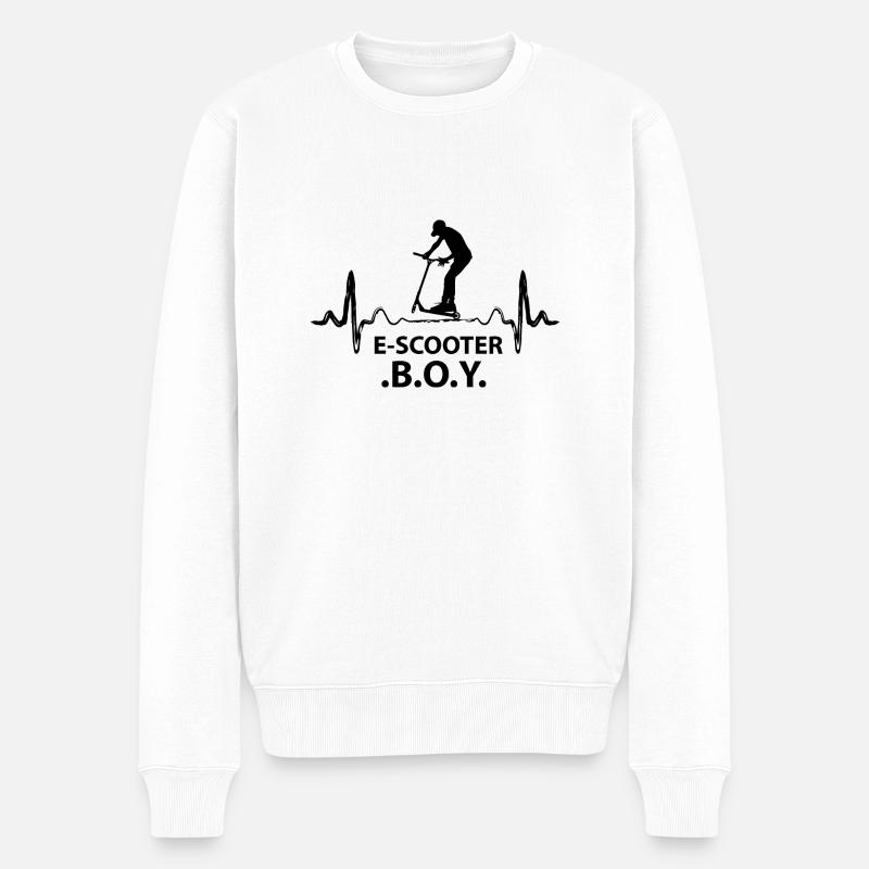 E-Scooter Roller - Männer Premium Bio Pullover - Weiß