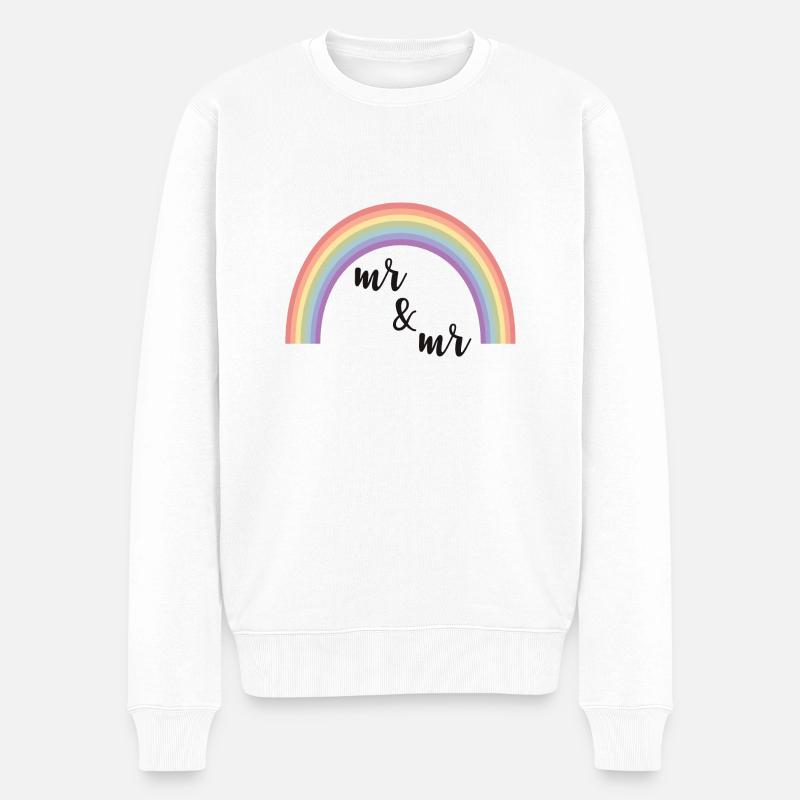 Mr and Mr Regenbogen Geschenk - Männer Premium Bio Pullover - Weiß
