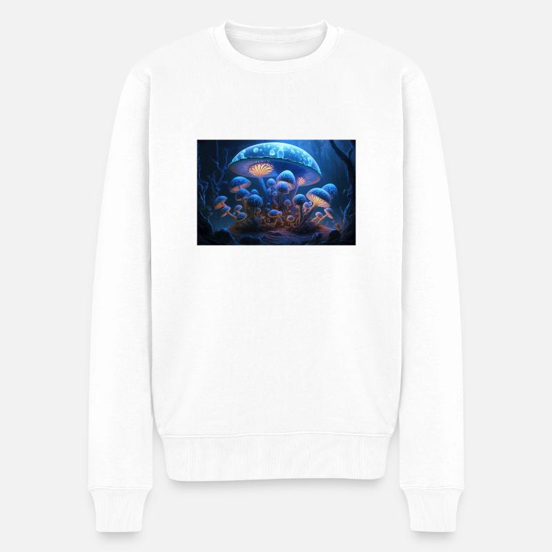 Pilz-Stadt - Männer Premium Bio Pullover - Weiß