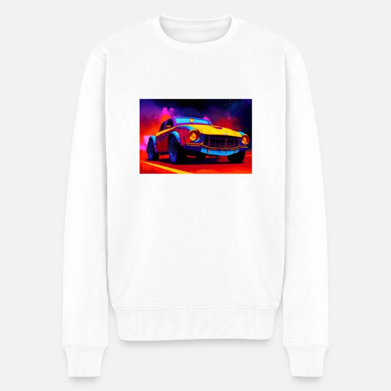 Retro Car Oldtimer 1980er bunt - Männer Premium Bio Pullover - Weiß