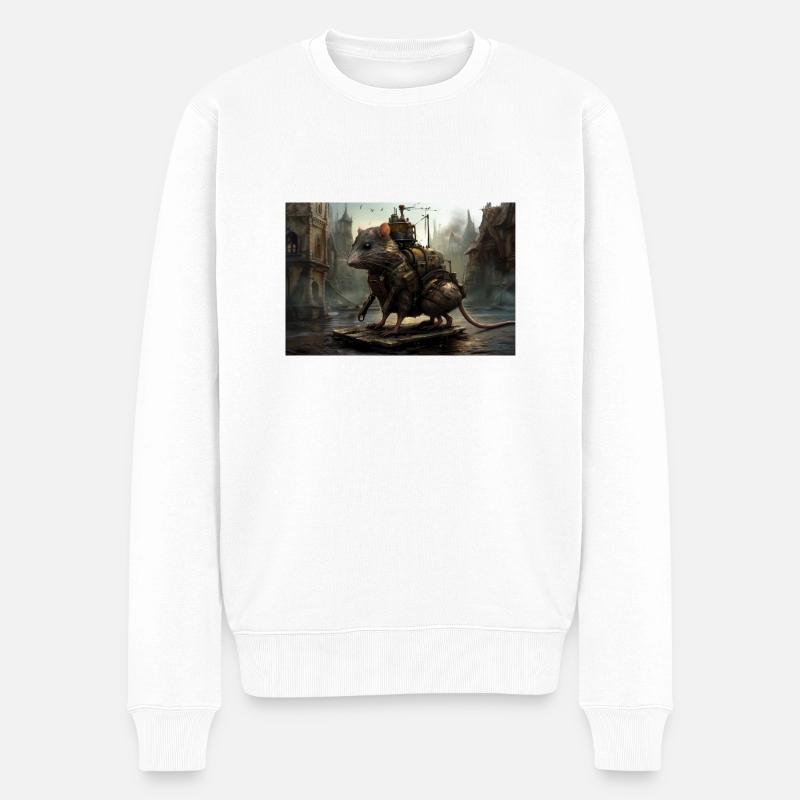 Ratte City 2 - Männer Premium Bio Pullover - Weiß