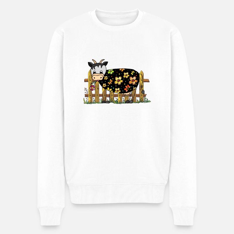 Kuh - Männer Premium Bio Pullover - Weiß