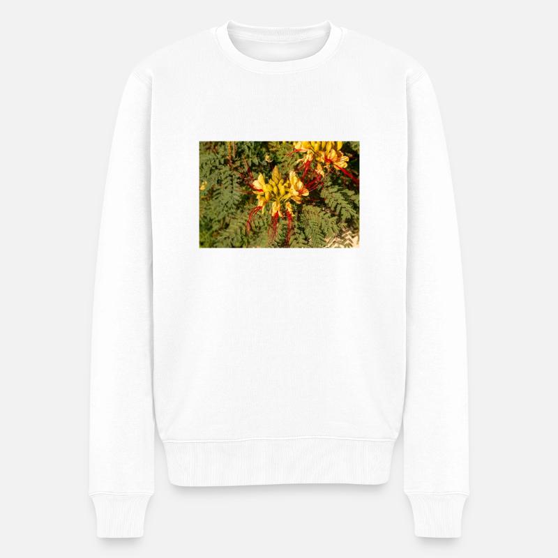 Paradiesvogel Erythrostemon gilliesii - Männer Premium Bio Pullover - Weiß