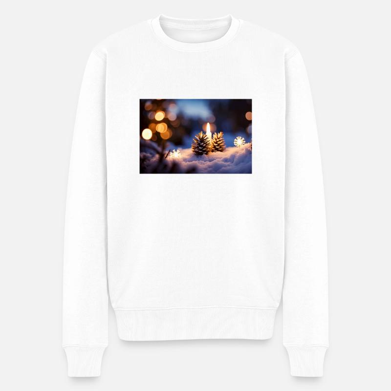 Weihnachtsstimmung im Wald - Männer Premium Bio Pullover - Weiß