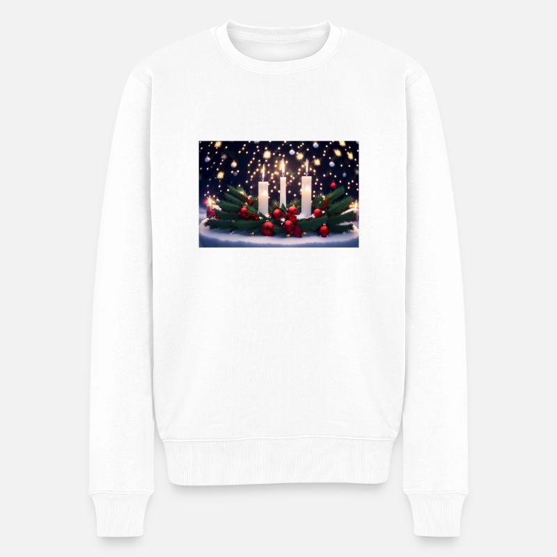 Adventskranz - Männer Premium Bio Pullover - Weiß