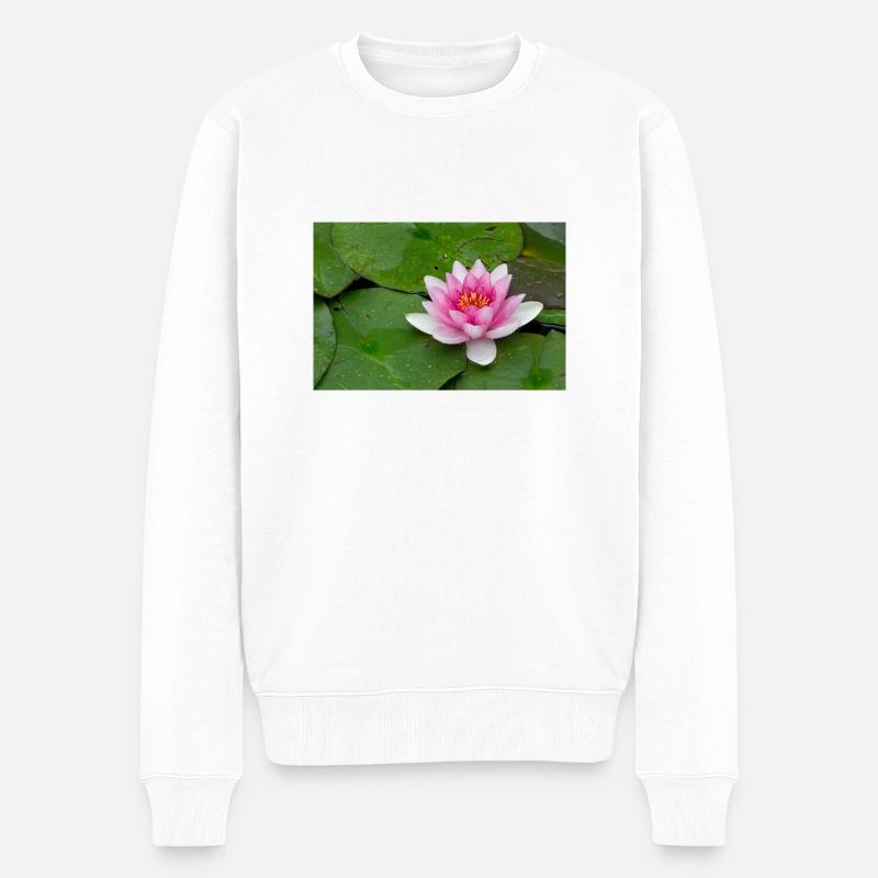Seerose - Männer Premium Bio Pullover - Weiß