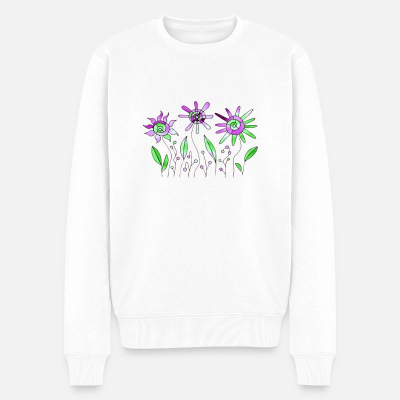 Blumen - Männer Premium Bio Pullover - Weiß
