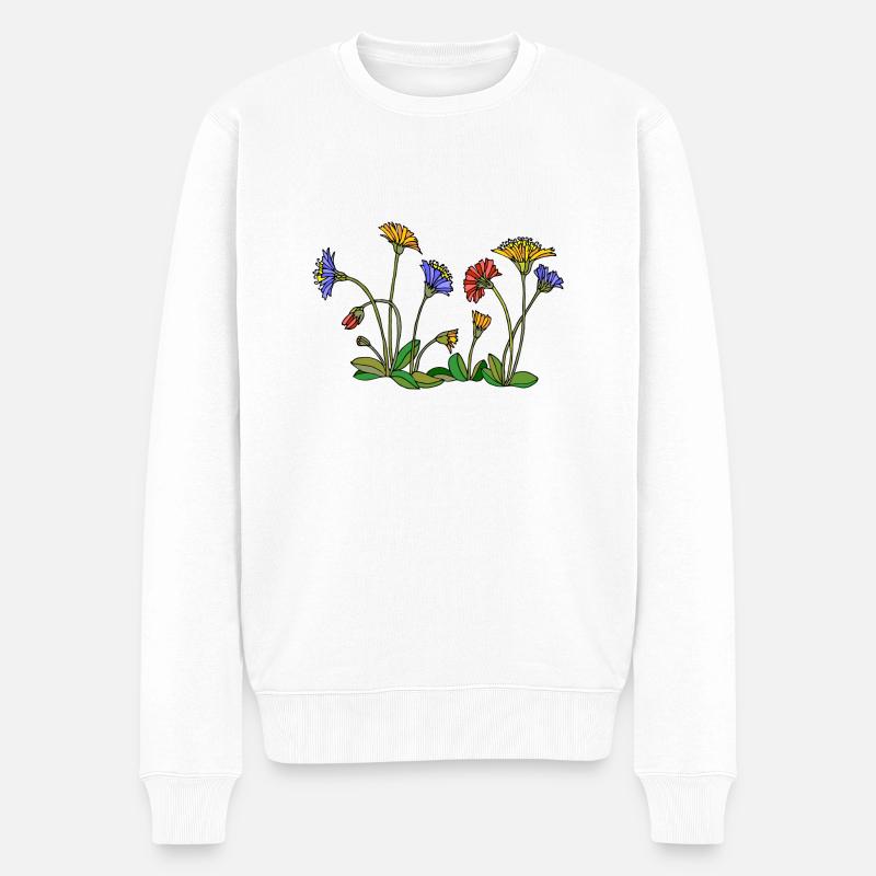 Blumen - Männer Premium Bio Pullover - Weiß