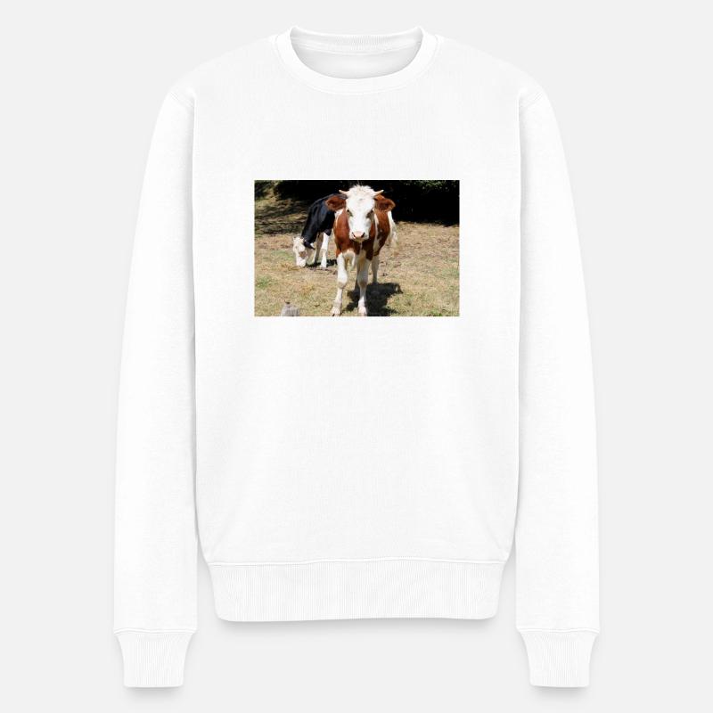 Kuh Poster - Männer Premium Bio Pullover - Weiß